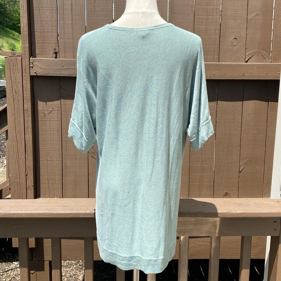 Eileen Fisher Short Sleeve Top in Seafoam Green Tencel & silk size large - Picture 4 of 11